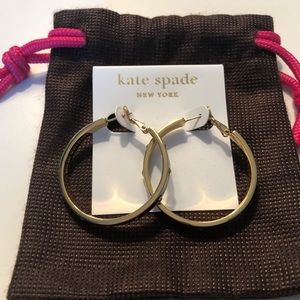 Kate Spade Black & Gold Lever Back Hoop Earrings